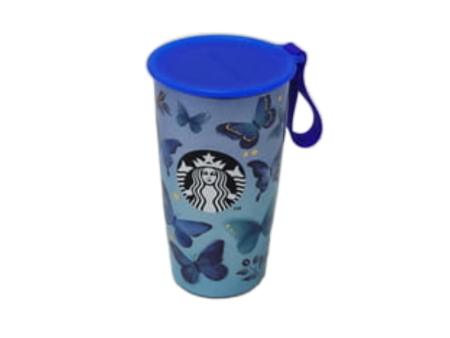 Starbucks Strap Cup Shape Blue Butterfly Stainless Steel Bottle Cheap