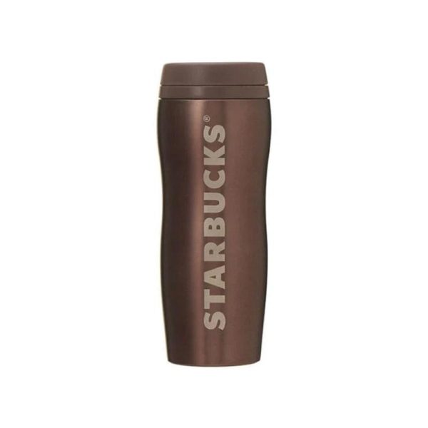 STARBUCKS Curved Brown Stainless Steel Bottle For Sale