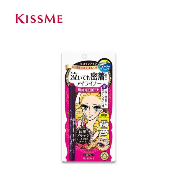 KISSME Heroine Make Smooth Liquid Eyeliner Super Keep 01 Dark Black Hot on Sale