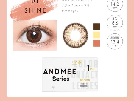 AND MEE Monthly SHINE 14.2 mm Diameter Color Contact Lenses 1 set Hot on Sale