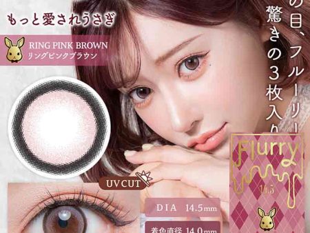 Flurry by colors Ring Pink Brown 14.5 mm Diameter Monthly Disposable Color Contact Lenses 3 sets Discount